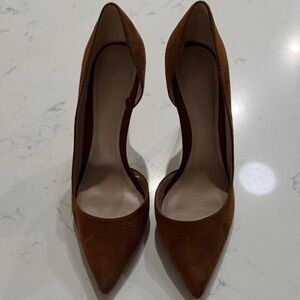 Mango Brown Suede Heels